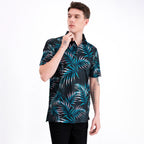 Midnight Tropical Leaf Men’s Performance Golf Polo