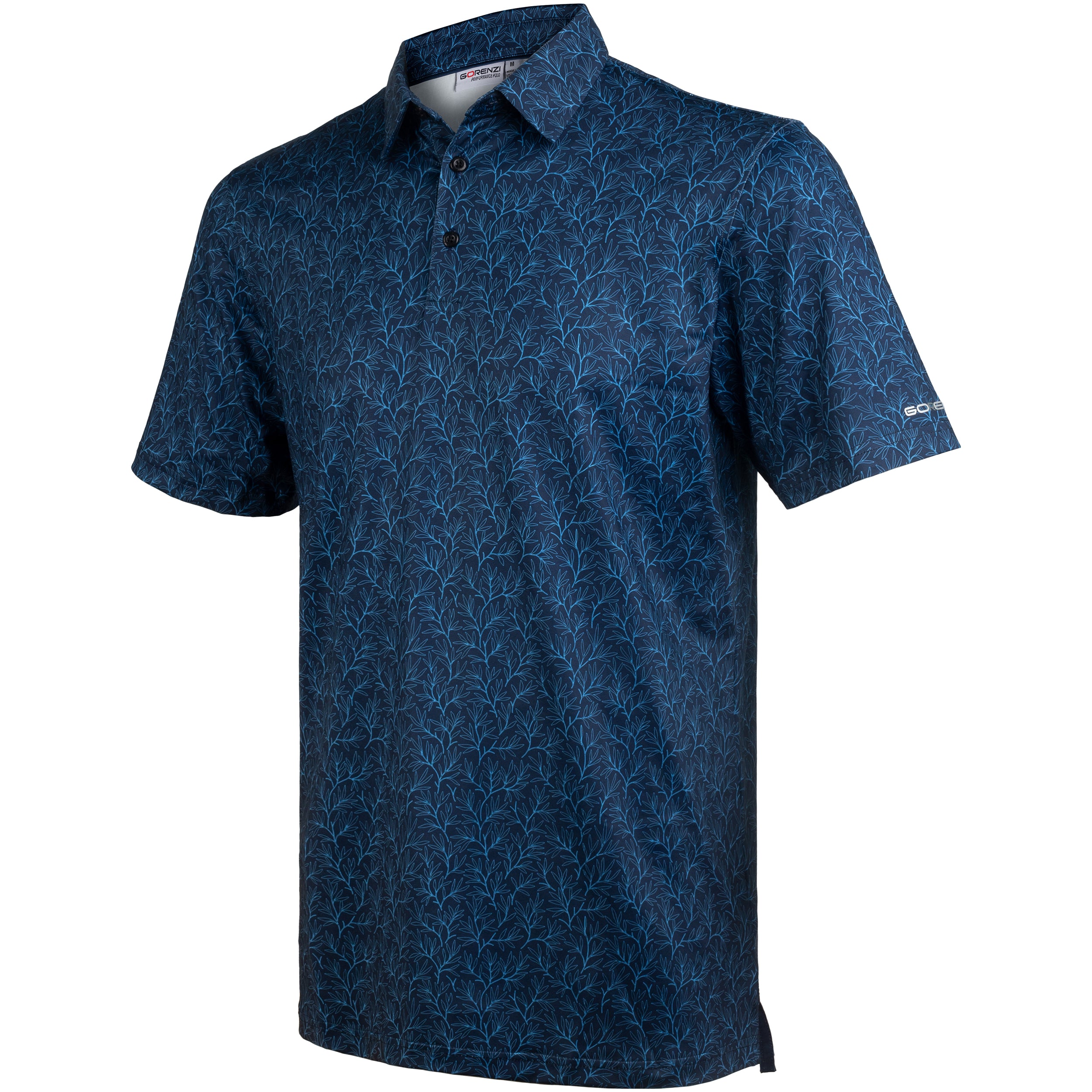 Navy Palm Leaf Men’s Performance Golf Polo