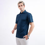 Navy Palm Leaf Men’s Performance Golf Polo