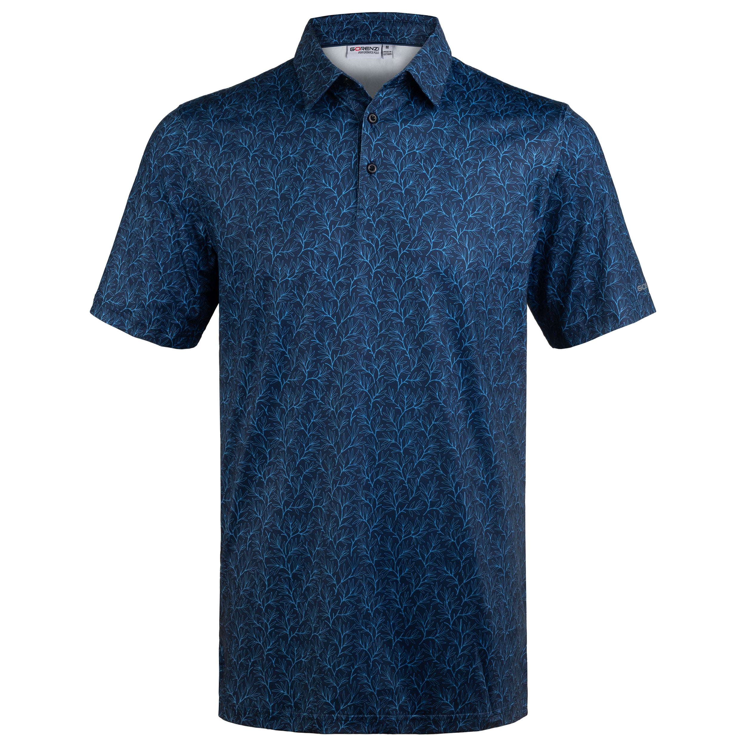 Navy Palm Leaf Men’s Performance Golf Polo