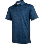 Deep Blue Tropical Leaf Men’s Performance Golf Polo