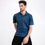 Deep Blue Tropical Leaf Men’s Performance Golf Polo