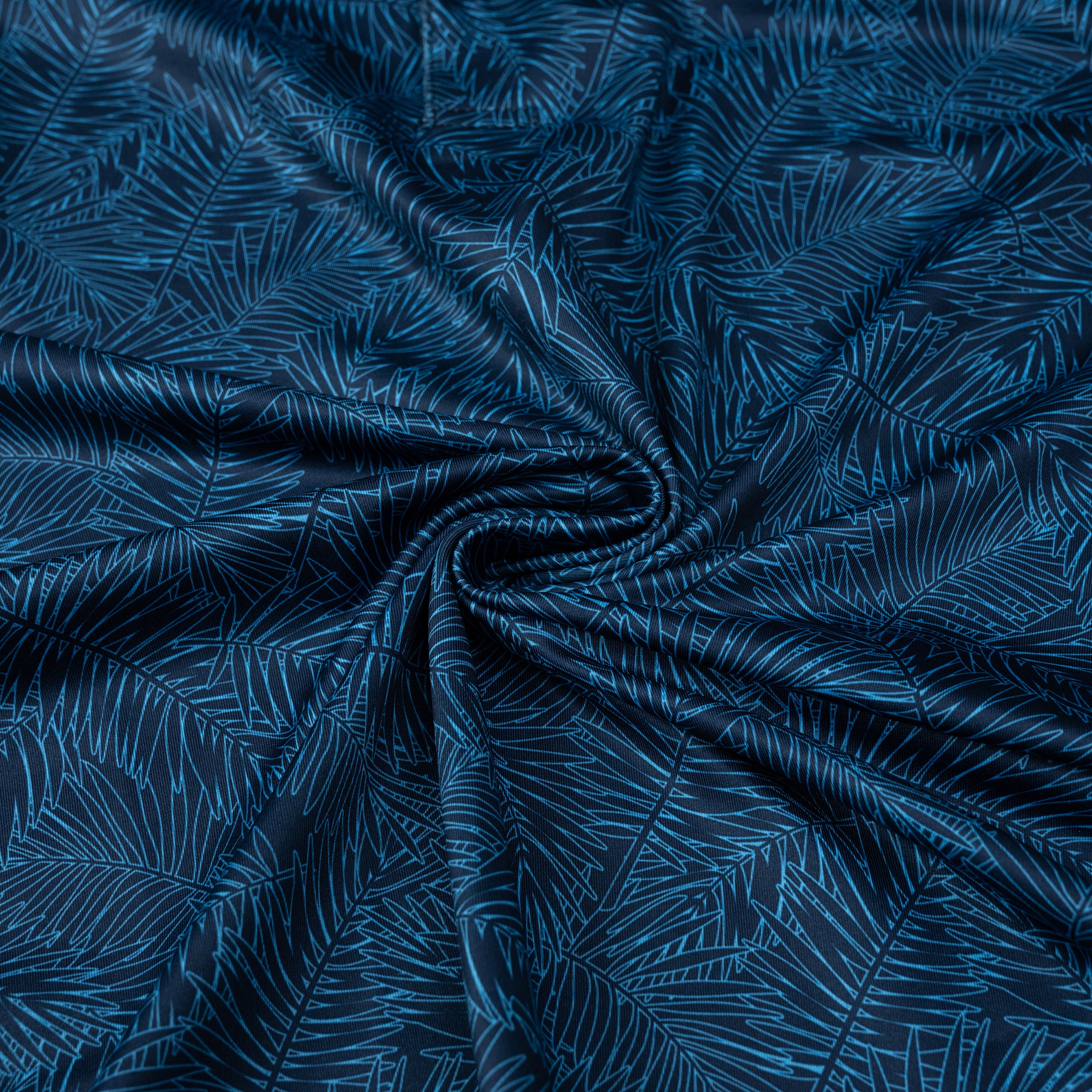 Deep Blue Tropical Leaf Men’s Performance Golf Polo