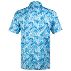 Sky Blue Tropical Leaf Men’s Performance Golf Polo