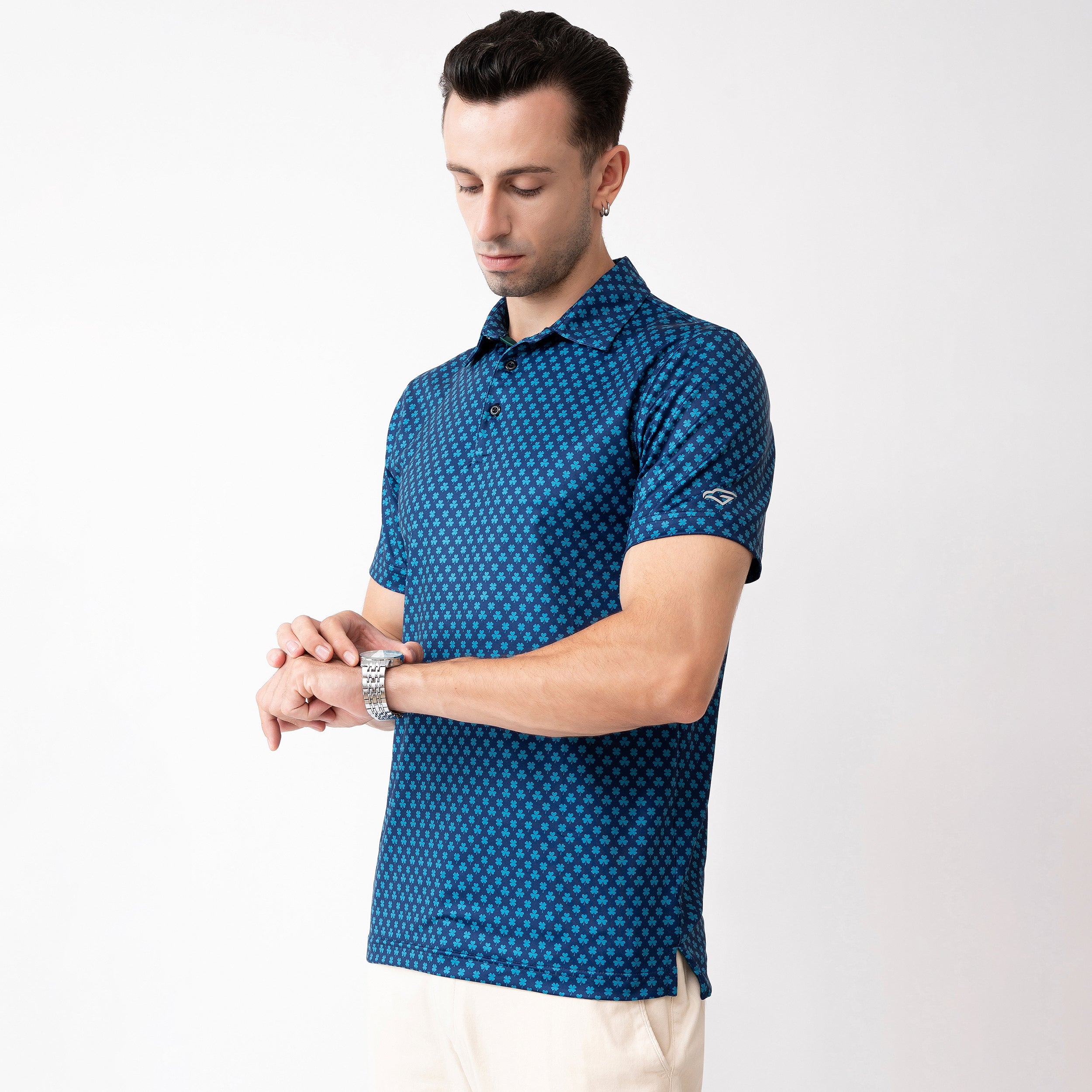 Four Leaf Clover Golf Shirts for Men Short Sleeve Performance Polo