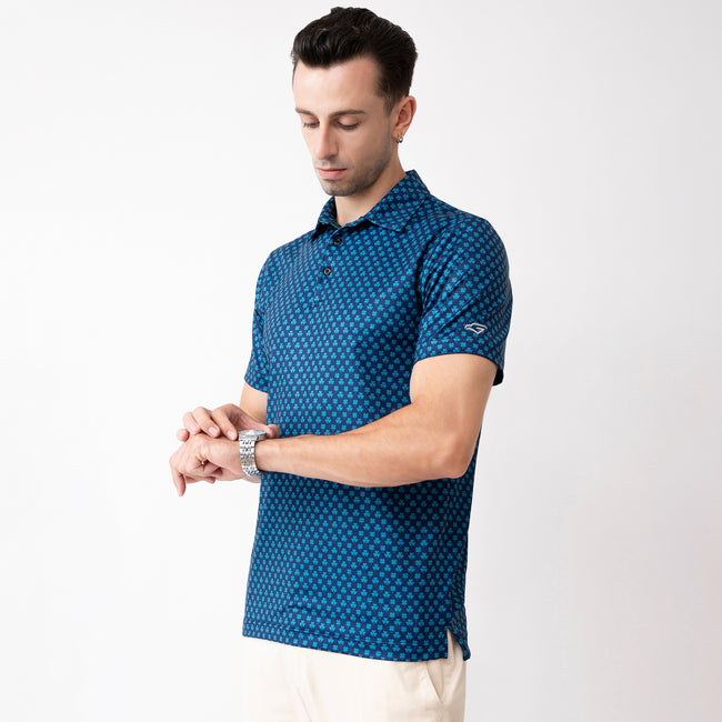 Navy Four-Leaf Clover Men’s Performance Golf Polo Main Image