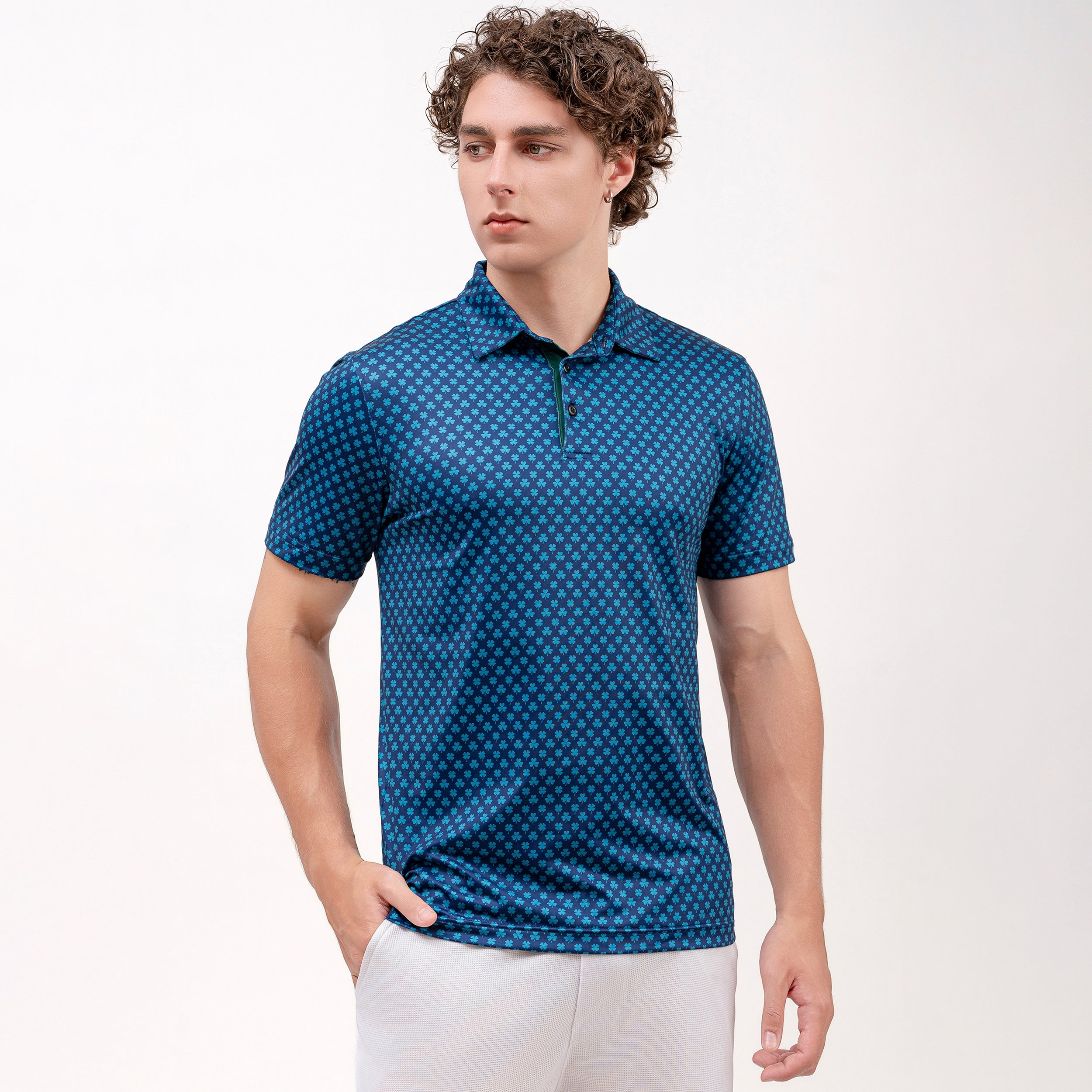Four Leaf Clover Golf Shirts for Men Short Sleeve Performance Polo