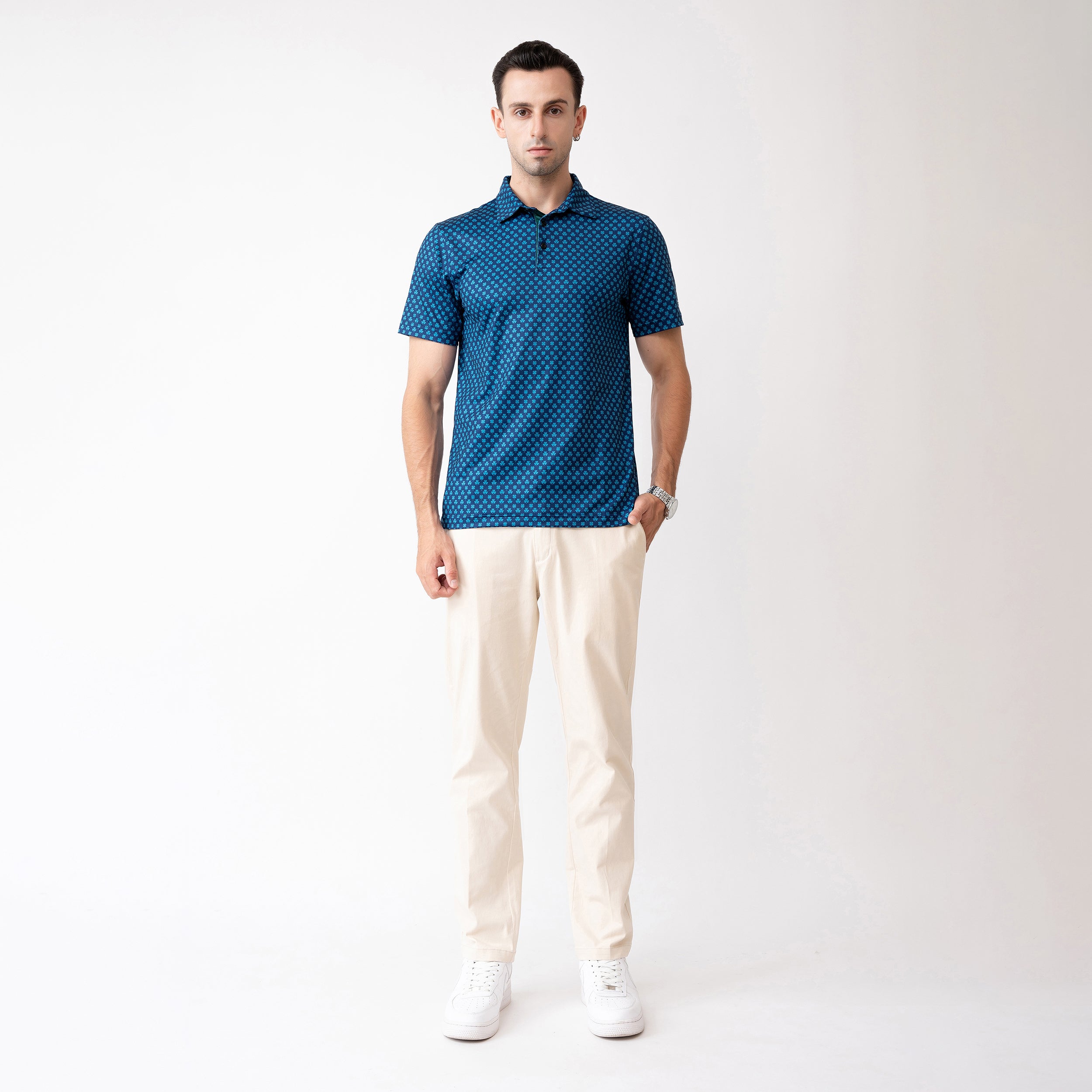 Four Leaf Clover Golf Shirts for Men Short Sleeve Performance Polo