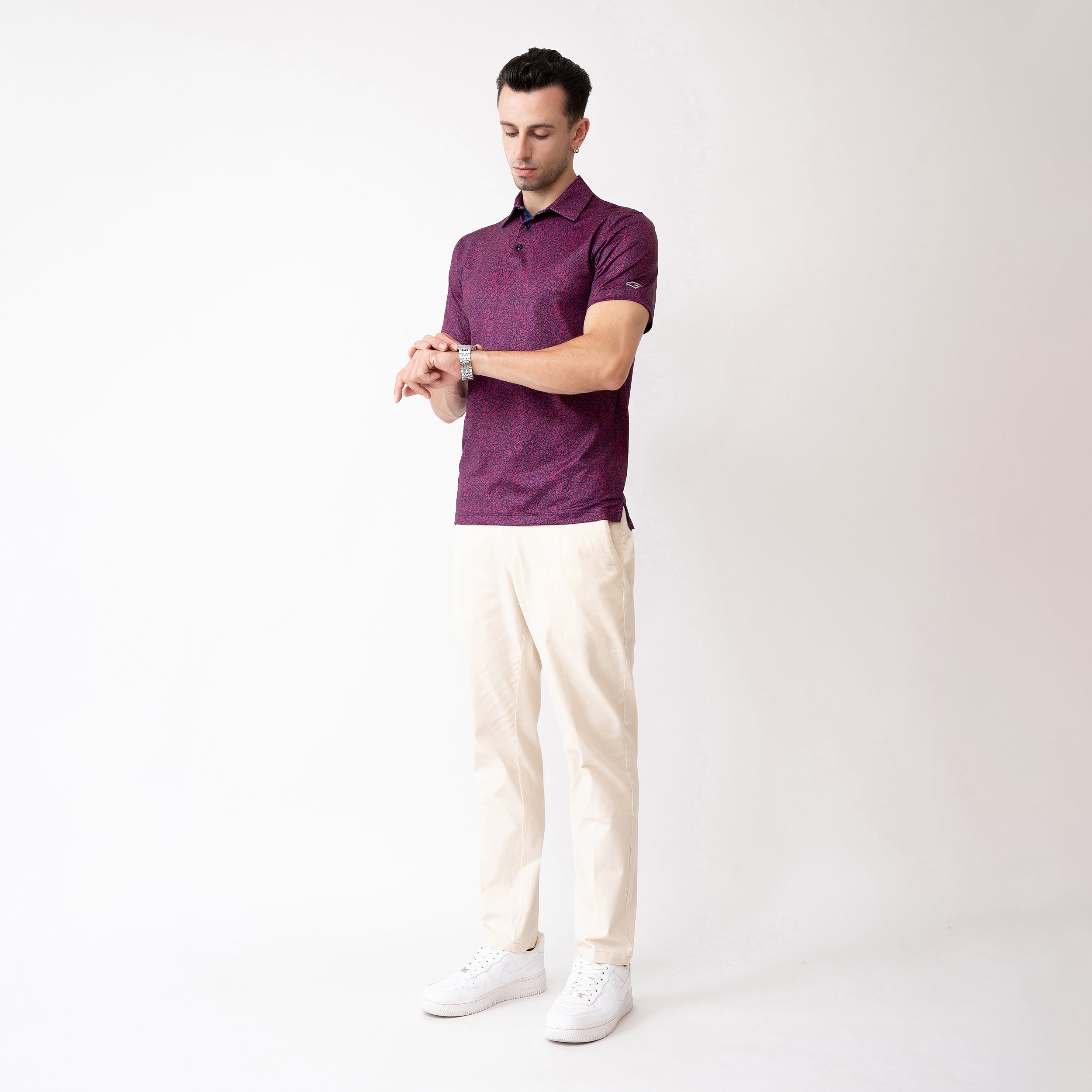 Abstract Golf Shirts for Men Short Sleeve Performance Polo