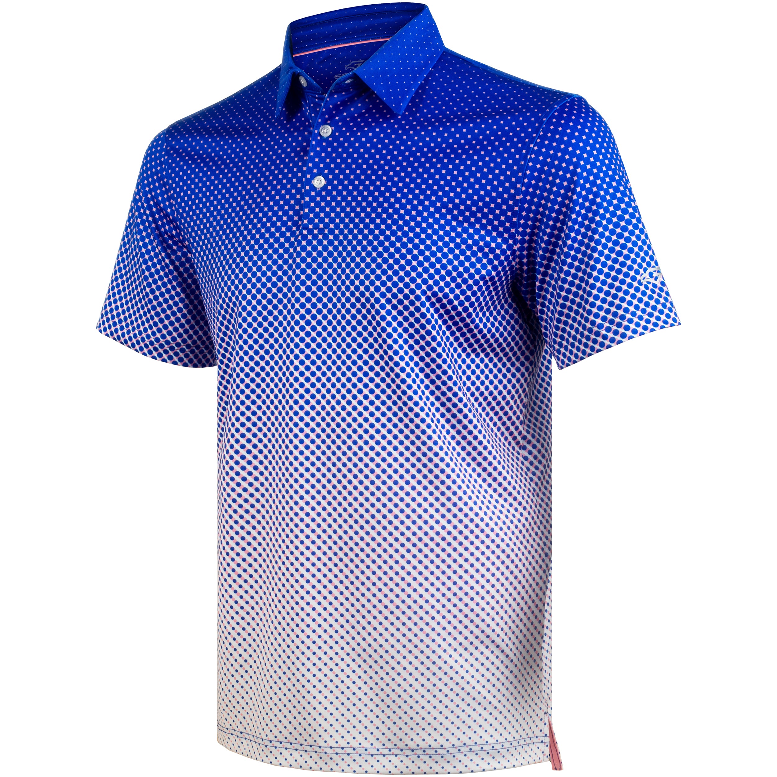 Blue Ball Print Golf Shirts for Men Short Sleeve Performance Polo
