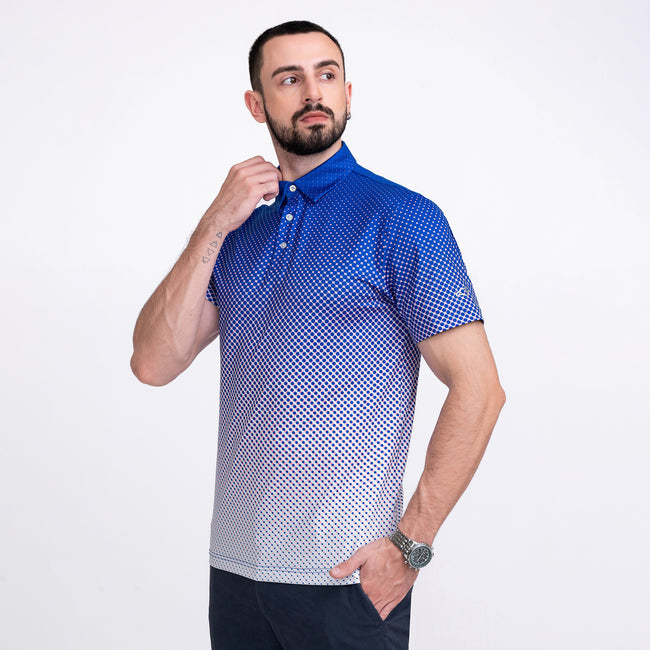 Blue Ball Print Golf Shirts for Men Short Sleeve Performance Polo Main Image