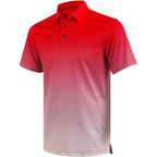 Red Ball Print Golf Shirts for Men Short Sleeve Performance Polo