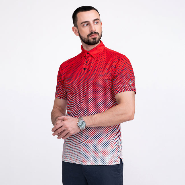 Red Ball Print Golf Shirts for Men Short Sleeve Performance Polo Main Image