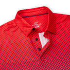 Red Ball Print Golf Shirts for Men Short Sleeve Performance Polo
