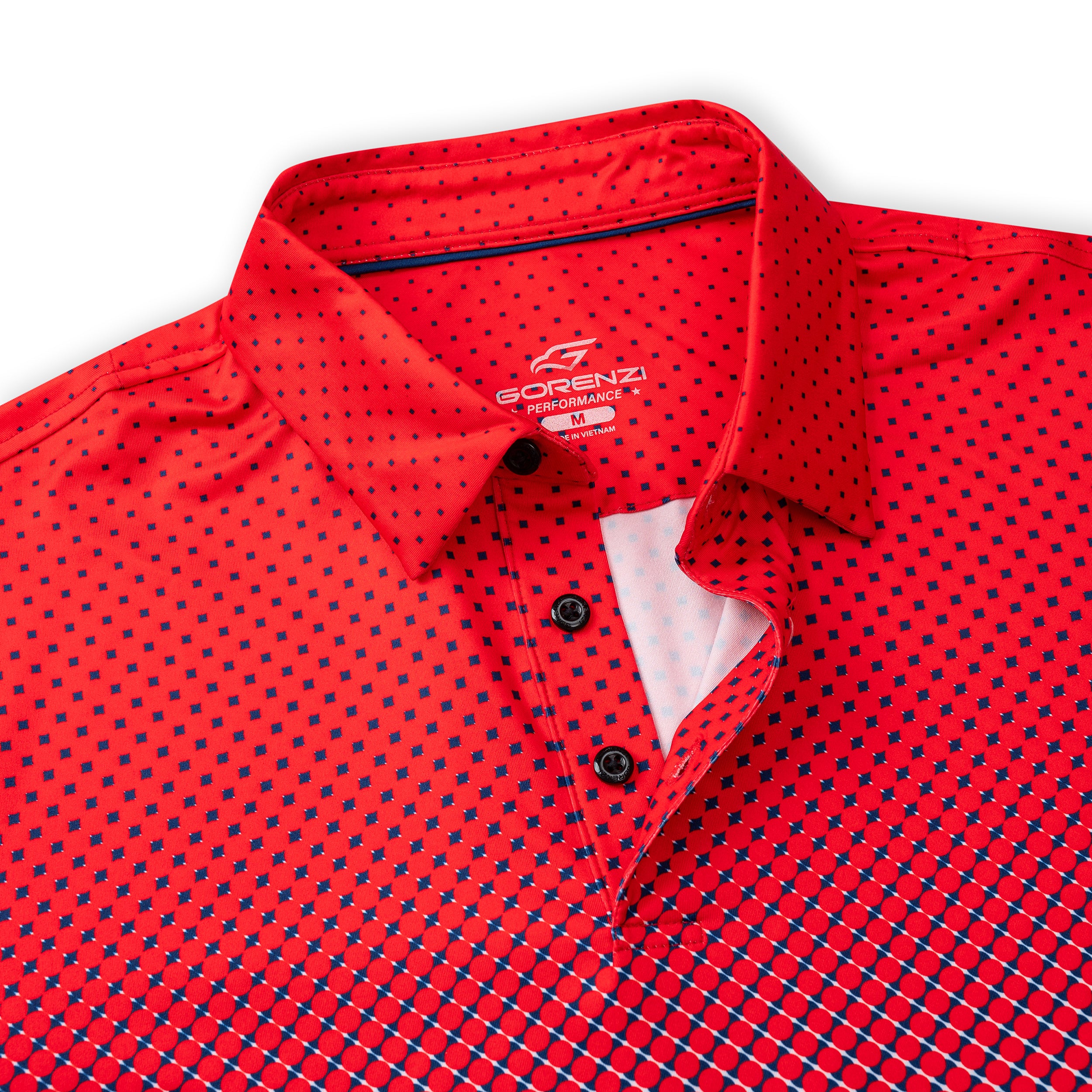 Red Ball Print Golf Shirts for Men Short Sleeve Performance Polo