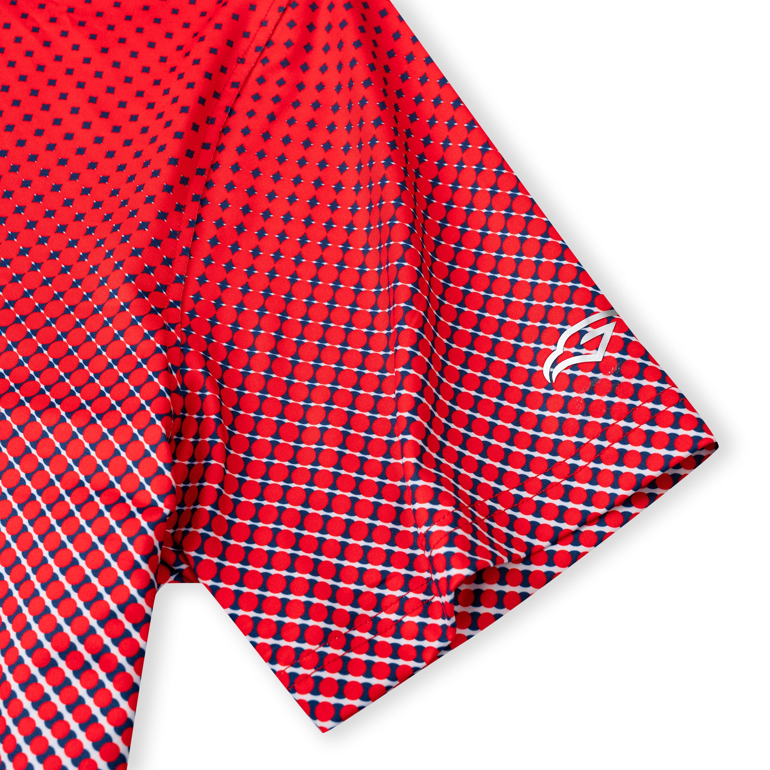 Red Ball Print Golf Shirts for Men Short Sleeve Performance Polo