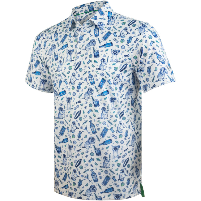Raccoon Cocktail Golf Shirts for Men Short Sleeve Performance Polo Hover Image