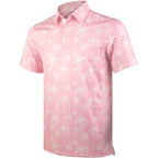 Pink Coconut Tree Golf Shirts for Men Short Sleeve Performance Polo