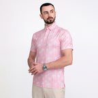 Pink Coconut Tree Golf Shirts for Men Short Sleeve Performance Polo