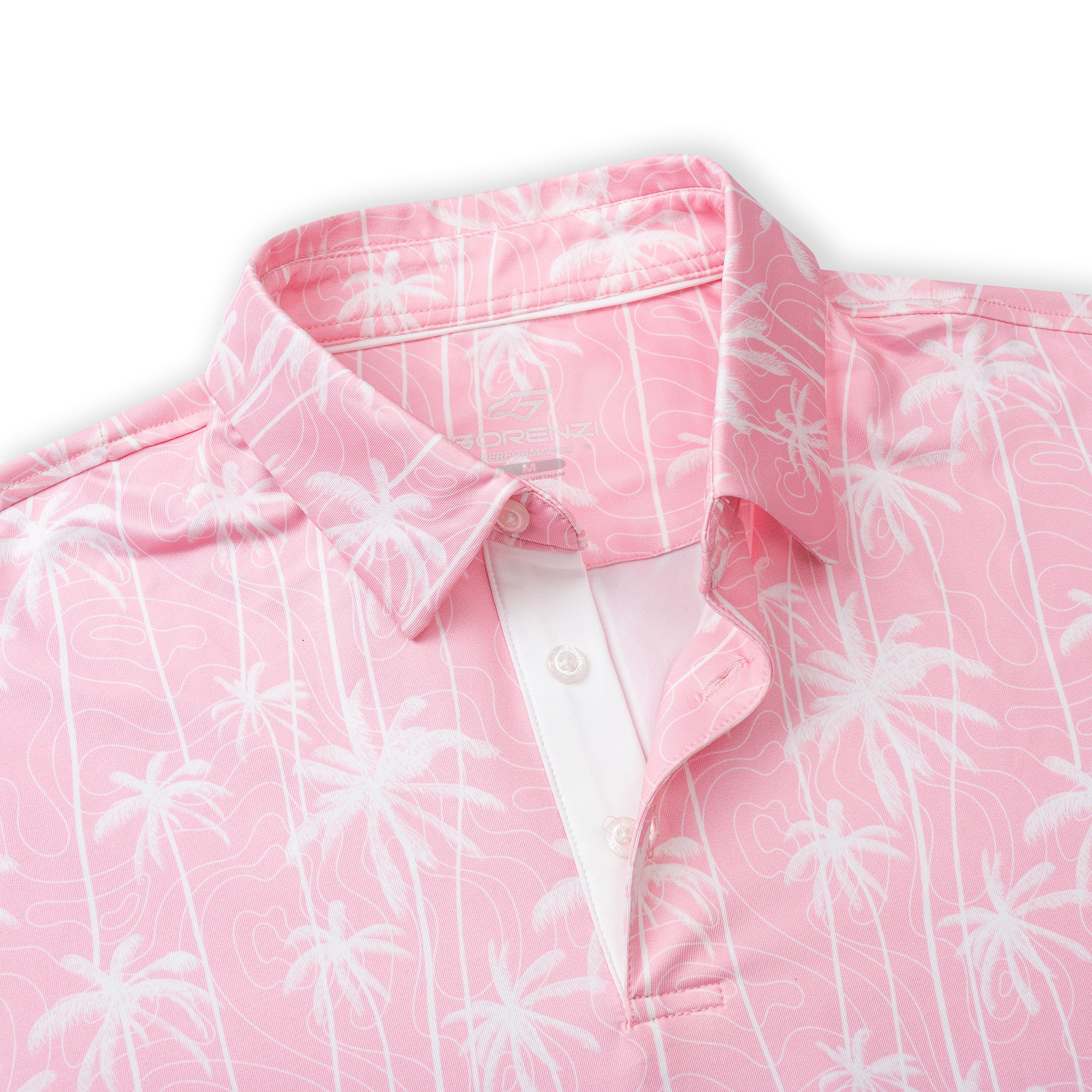 Pink Coconut Tree Golf Shirts for Men Short Sleeve Performance Polo