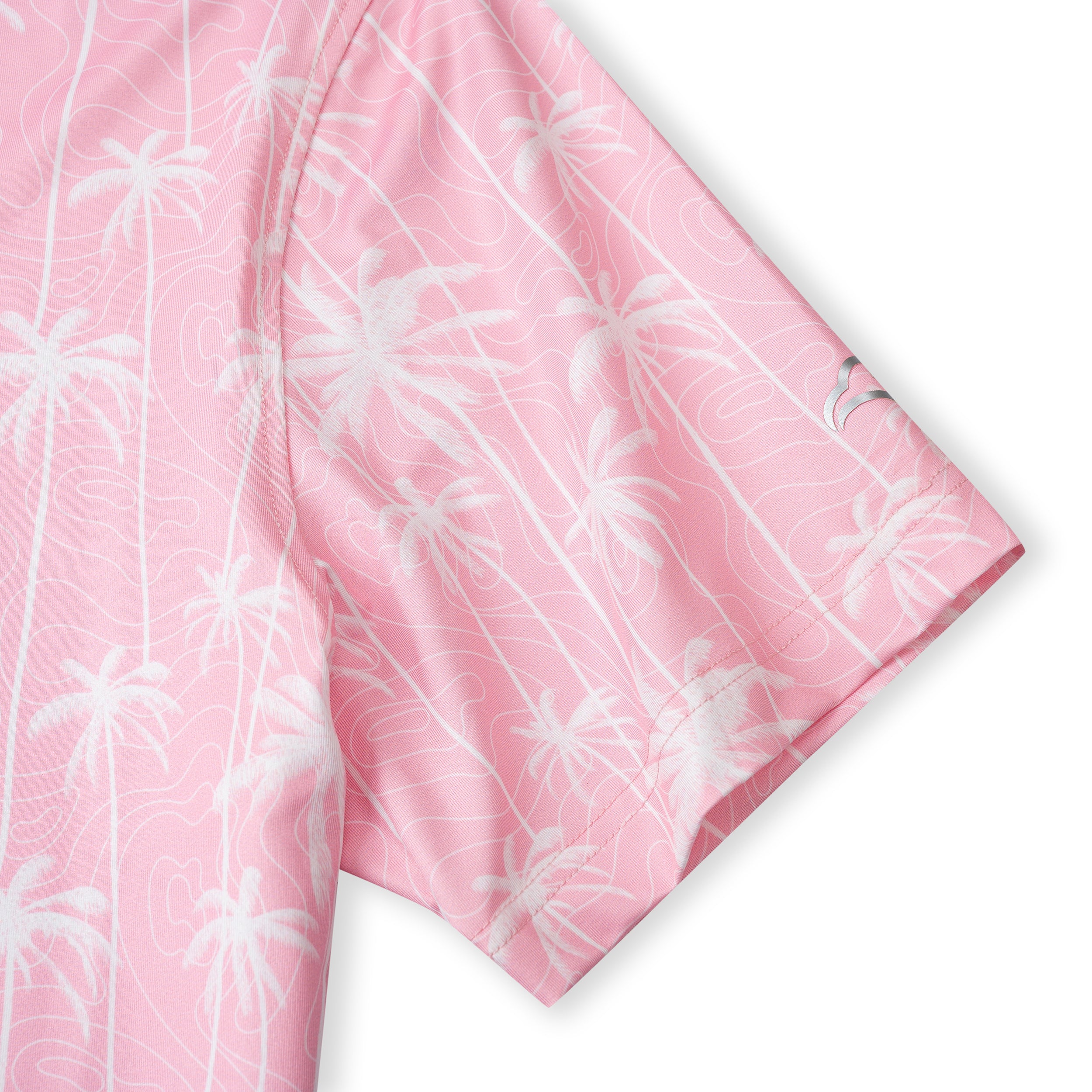 Pink Coconut Tree Golf Shirts for Men Short Sleeve Performance Polo
