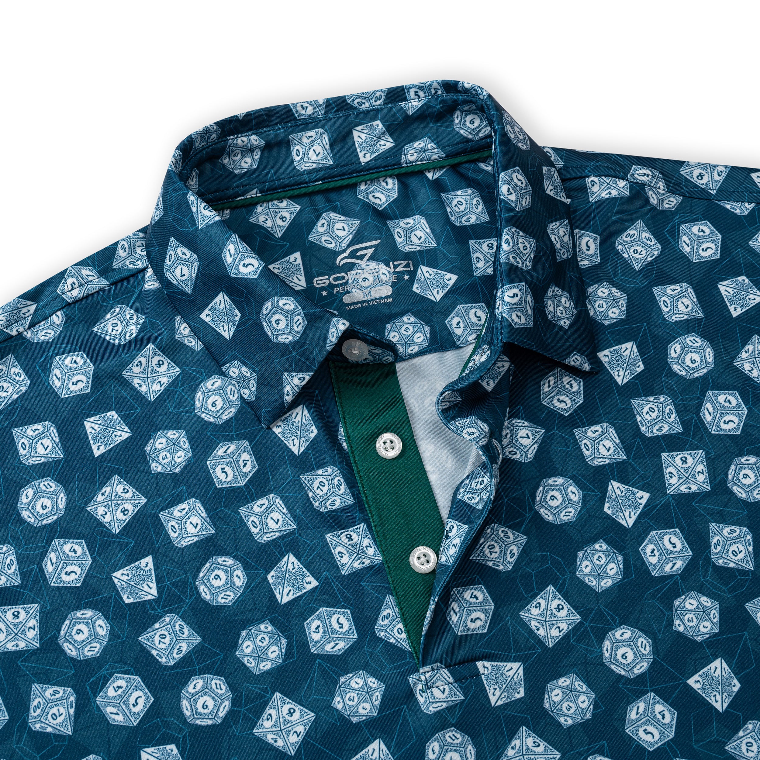 DnD Print Golf Shirts for Men Short Sleeve Performance Polo
