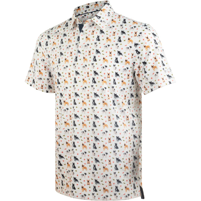 Duck French Bulldog Golf Shirts for Men Short Sleeve Performance Polo Hover Image