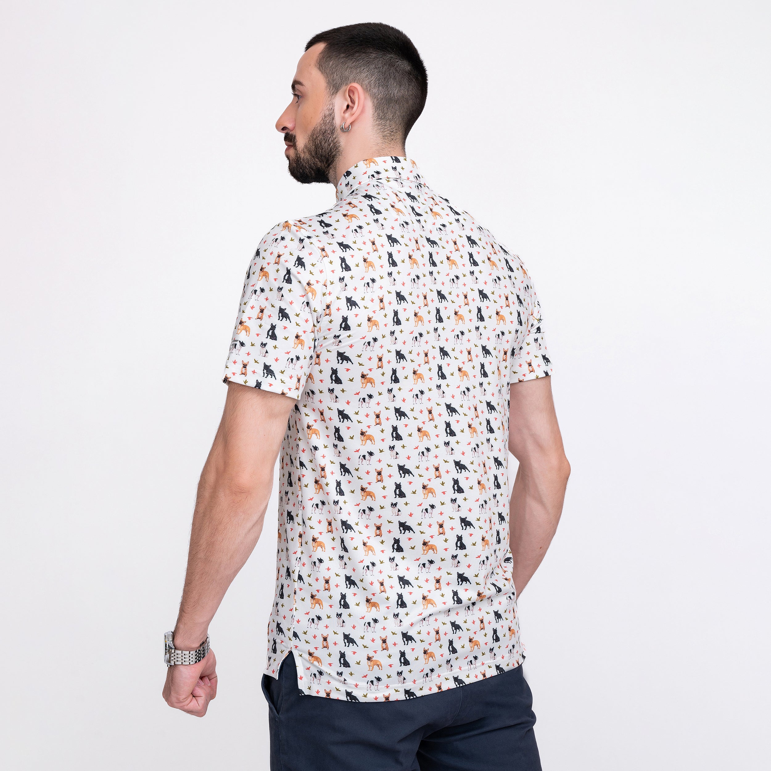 Duck French Bulldog Golf Shirts for Men Short Sleeve Performance Polo