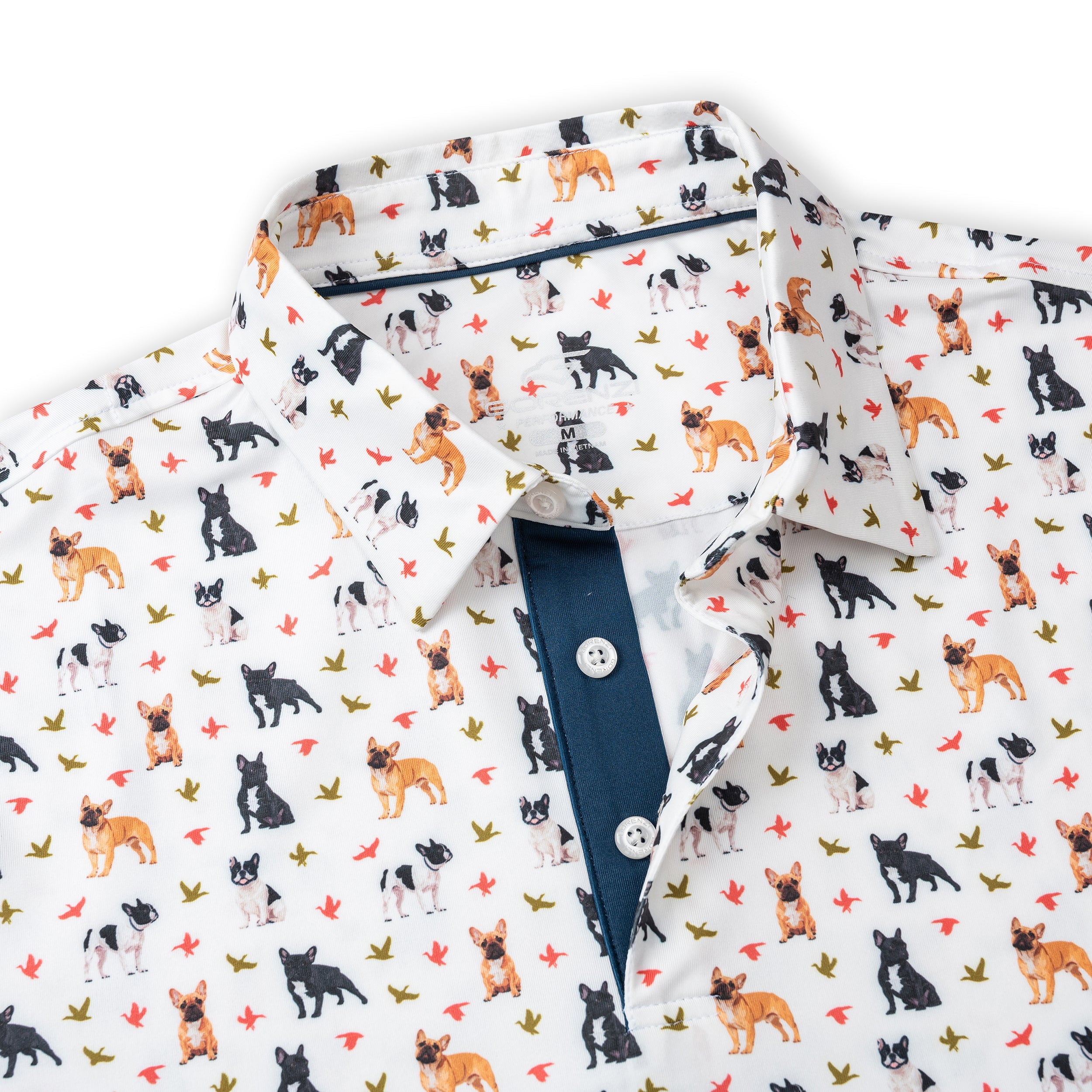 Duck French Bulldog Golf Shirts for Men Short Sleeve Performance Polo
