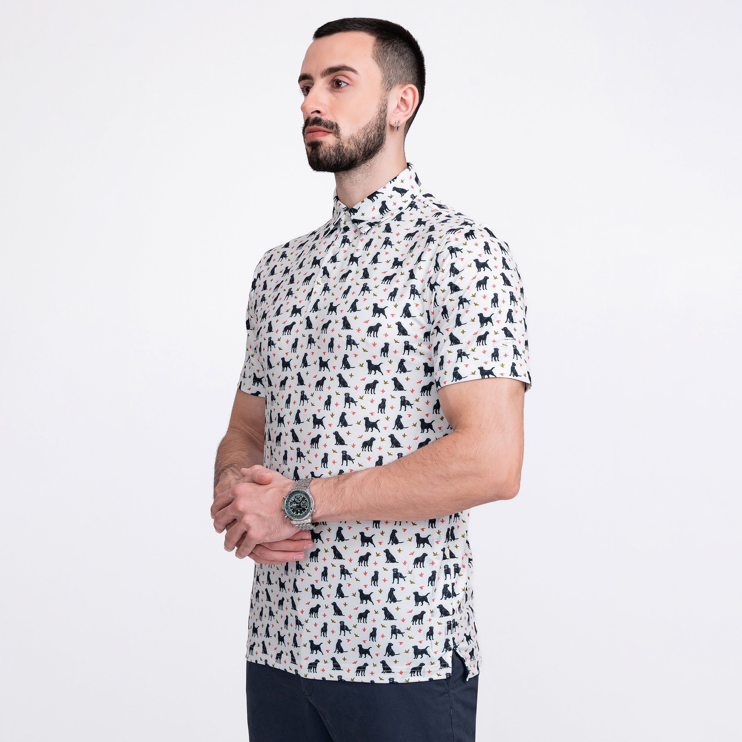 Duck Labrador Dog Golf Shirts for Men Short Sleeve Performance Polo