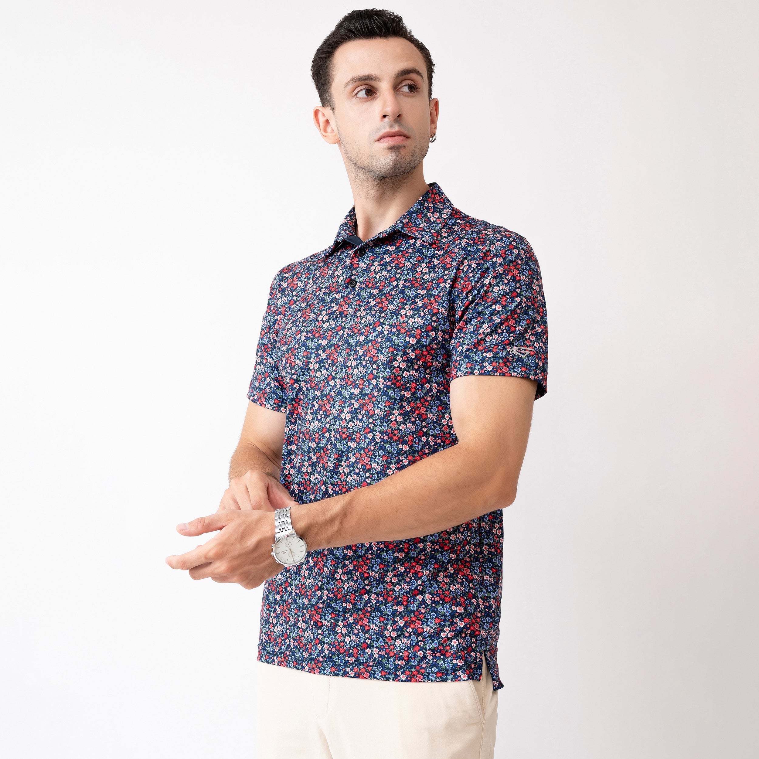 Floral Golf Shirts for Men Short Sleeve Performance Polo