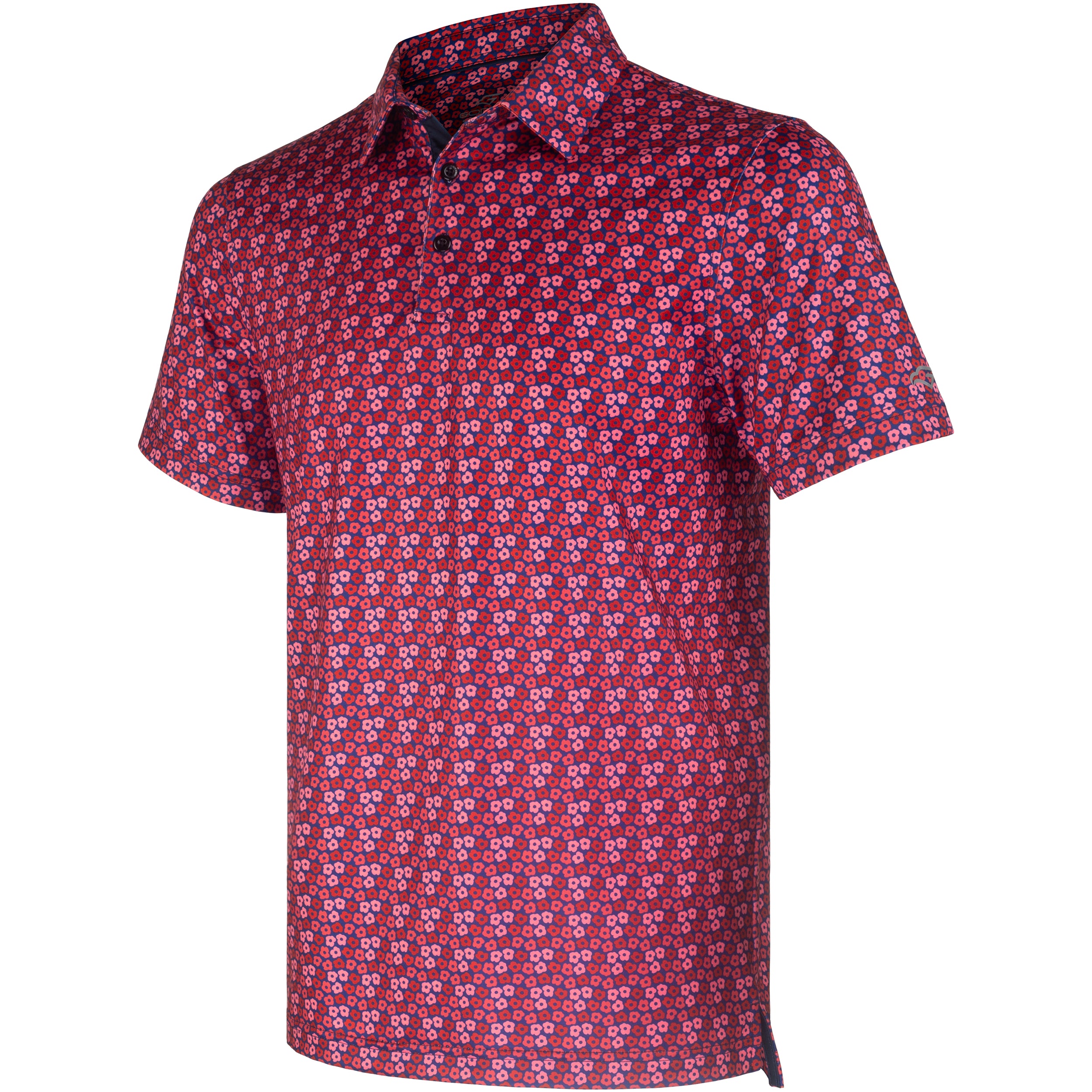 Rose Floral Golf Shirts for Men Short Sleeve Performance Polo