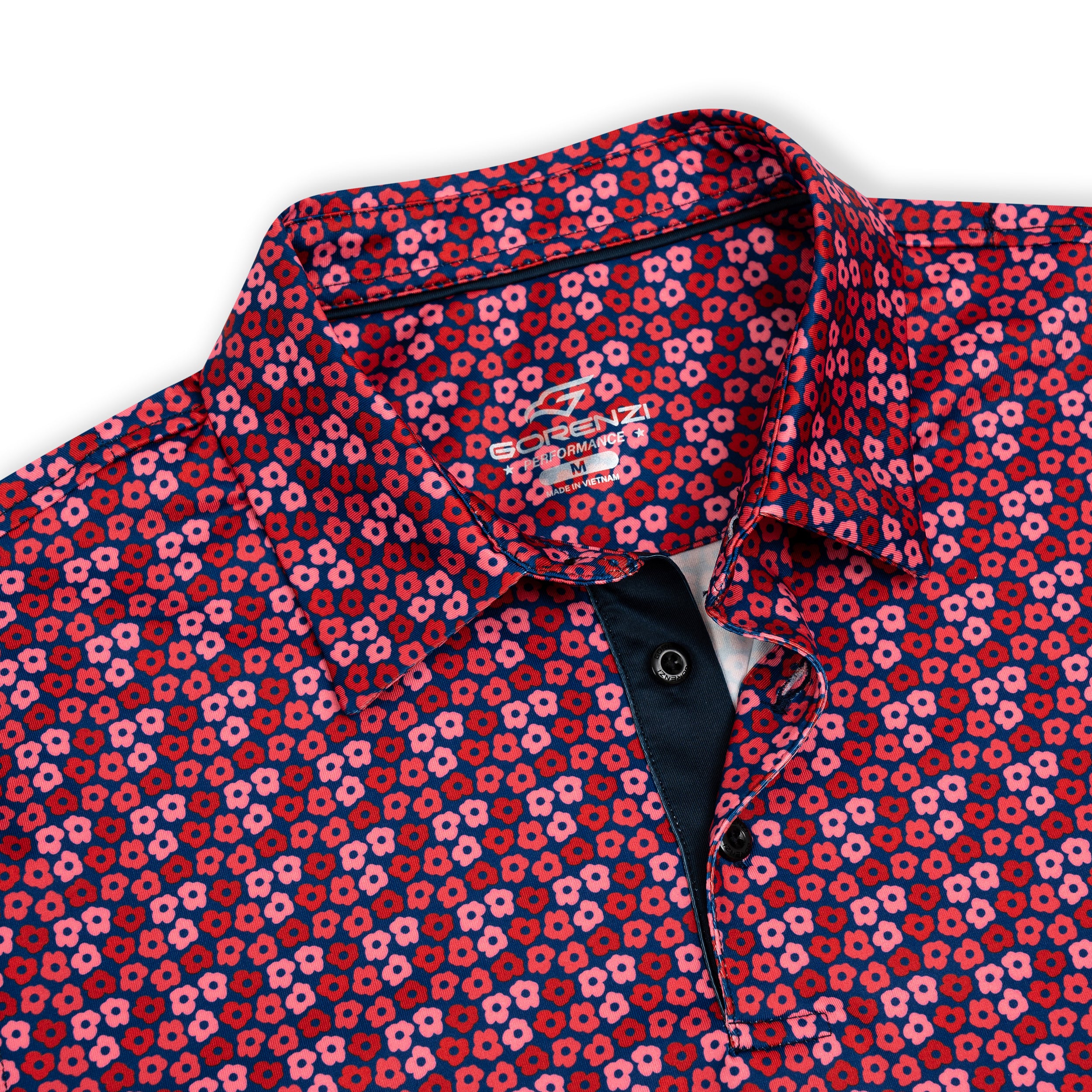 Rose Floral Golf Shirts for Men Short Sleeve Performance Polo