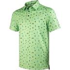 Novelty Green Patterned Print Golf Shirts for Men Short Sleeve Performance Polo