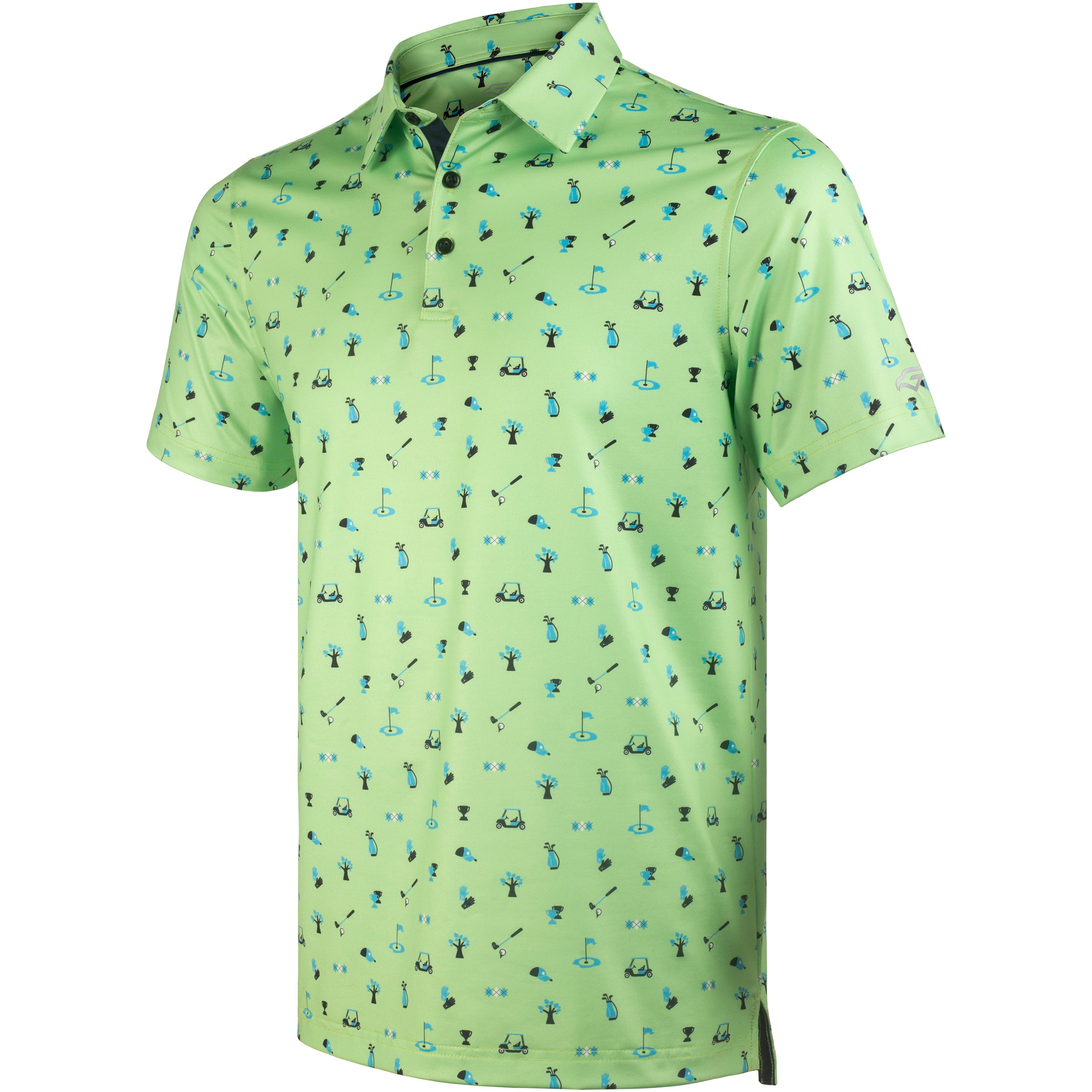 Novelty Green Patterned Print Golf Shirts for Men Short Sleeve Performance Polo