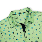 Novelty Green Patterned Print Golf Shirts for Men Short Sleeve Performance Polo