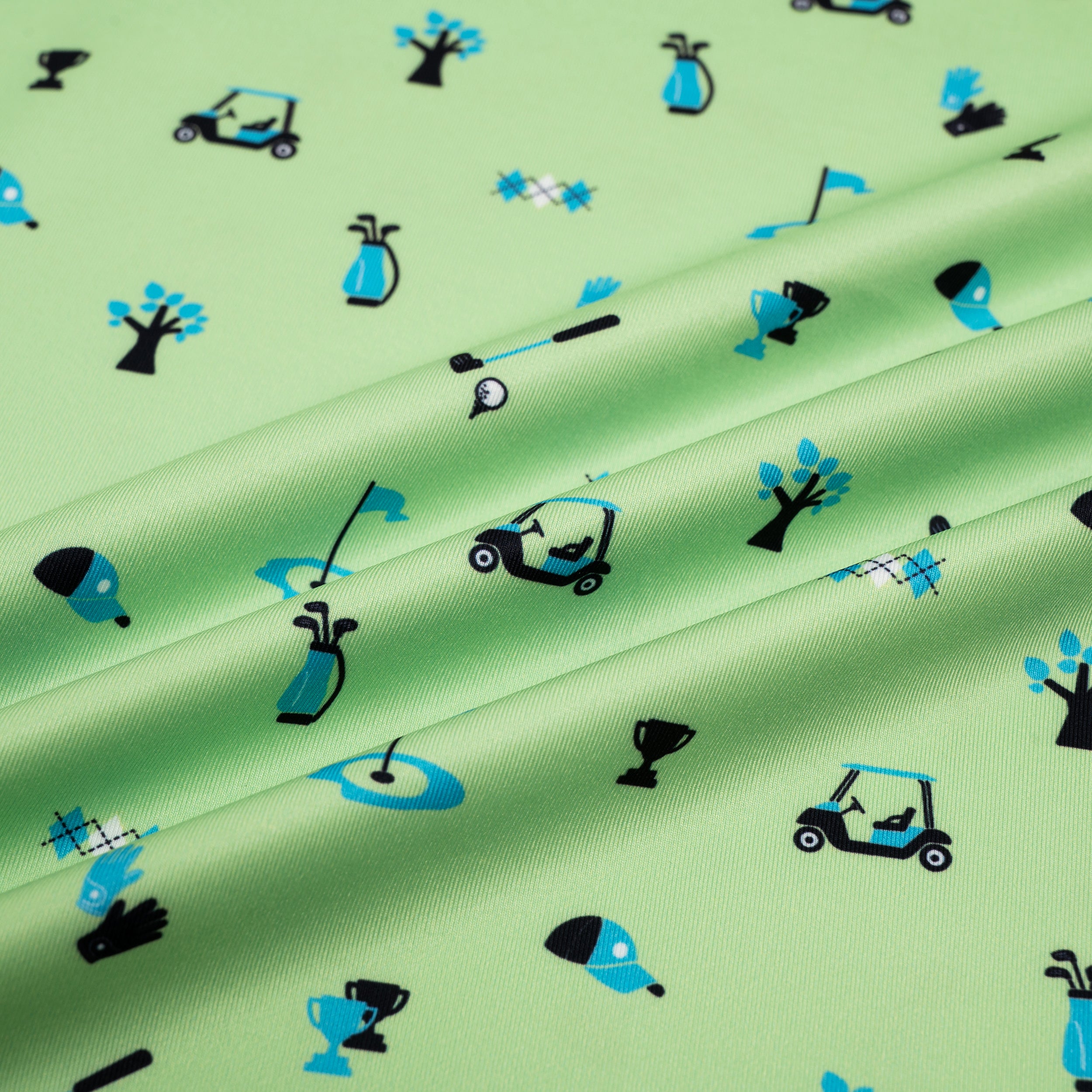 Novelty Green Patterned Print Golf Shirts for Men Short Sleeve Performance Polo