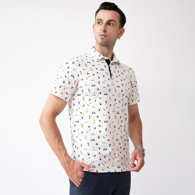White Golf Icons Men’s Performance Golf Polo Main Image