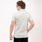 Novelty White Patterned Print Golf Shirts for Men Short Sleeve Performance Polo
