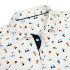Novelty White Patterned Print Golf Shirts for Men Short Sleeve Performance Polo