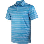 Blue Striped Golf Shirts for Men Short Sleeve Performance Polo