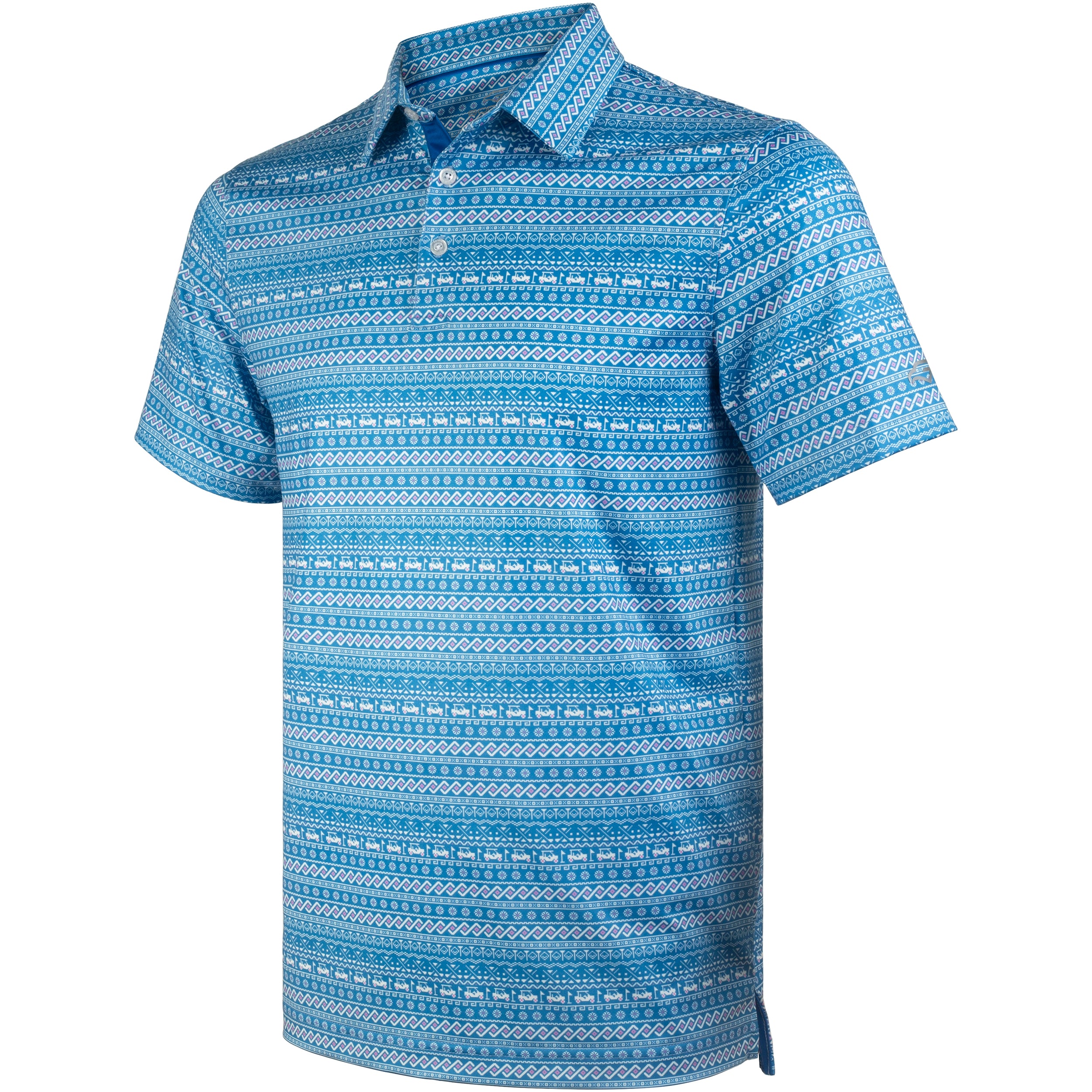 Blue Striped Golf Shirts for Men Short Sleeve Performance Polo