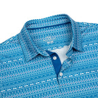 Blue Striped Golf Shirts for Men Short Sleeve Performance Polo