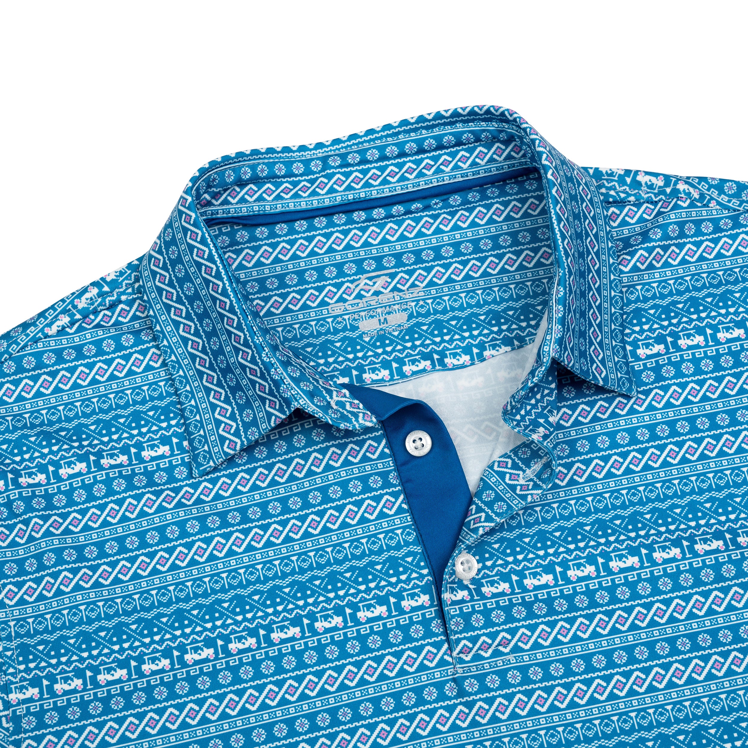 Blue Striped Golf Shirts for Men Short Sleeve Performance Polo