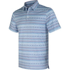 White Striped Golf Shirts for Men Short Sleeve Performance Polo
