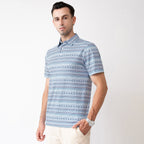 White Striped Golf Shirts for Men Short Sleeve Performance Polo