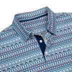 White Striped Golf Shirts for Men Short Sleeve Performance Polo
