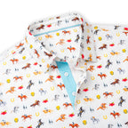 White Horse Racing Golf Shirts for Men Short Sleeve Performance Polo