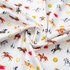 White Horse Racing Golf Shirts for Men Short Sleeve Performance Polo