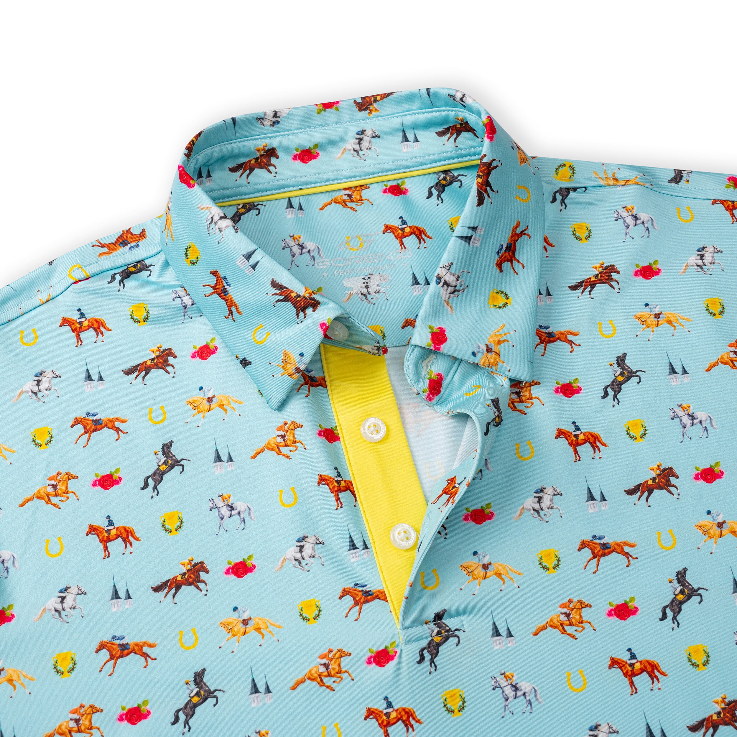 Horse Racing Golf Shirts for Men Short Sleeve Performance Polo